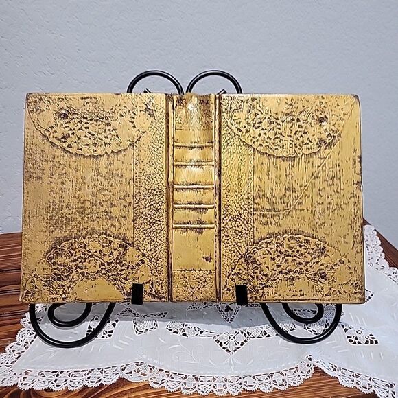 W E Sallman Serenity Prayer Jesus Gold Tone Decoupaged Book Religious Decor Art - Picture 7 of 9